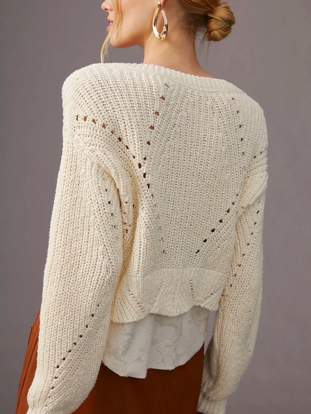 Anthropologie layered cream sweater